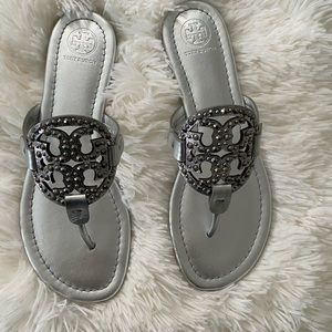 Tory Burch Embellished Miller Silver